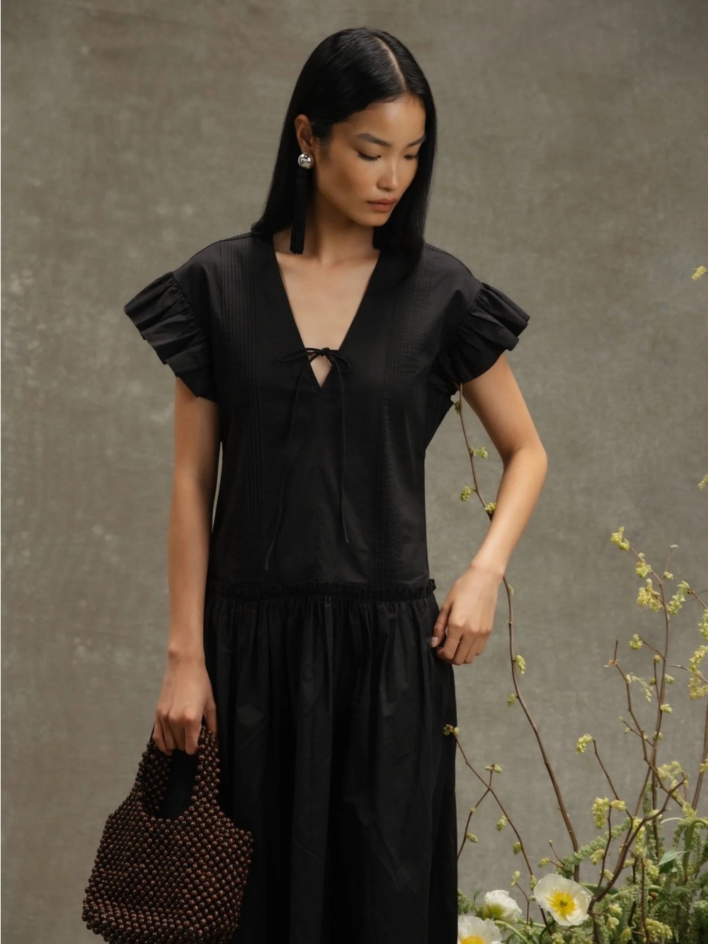 Modern citizen Margaux Ruffle-Sleeve Pleated Dress